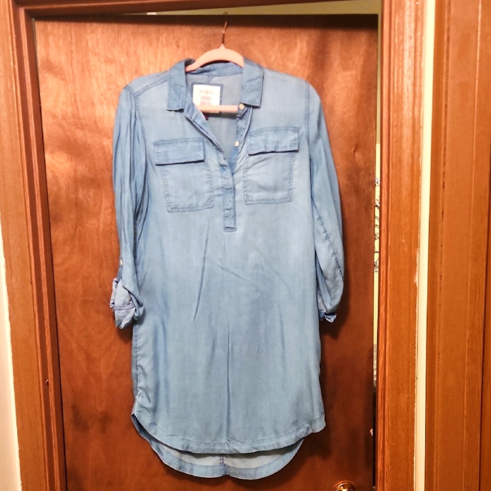SO Soft Blue Denim Look Shirt Dress Size Small